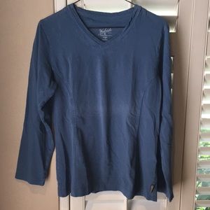 🦋 WOOLRICH Blue Cotton Long Sleeve Top VNeck